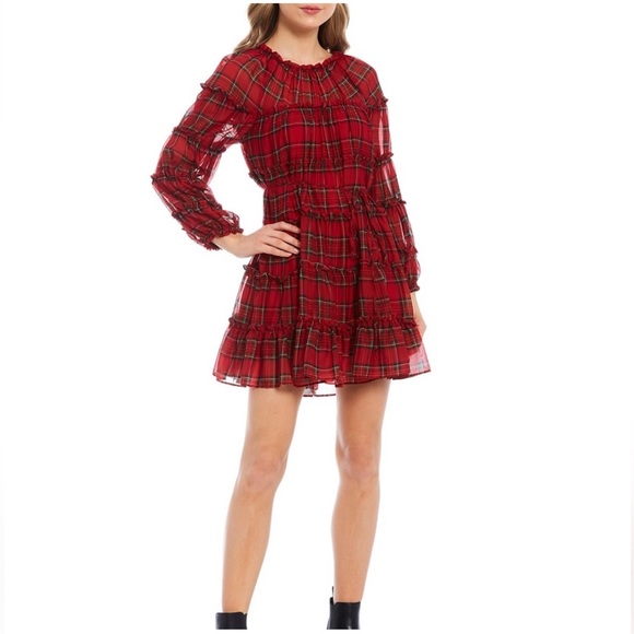 NWT Antonio Melani | Deidre Tartan Plaid Holiday Dress - Picture 2 of 14